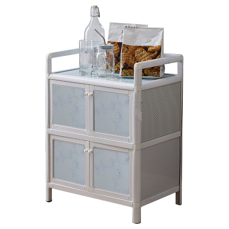 Contemporary Metal Sideboard with Glass Doors Kitchen Dining Server with Cabinets Clearhalo 'buffet_sideboard' 'Buffets & Sideboards' 'furn' 'furn_buffet_sideboard' 'Furniture' 'Kitchen & Dining Furniture' 1200x1200_ff4bcd78-2b6b-40c4-85fb-4129d6ad29c4