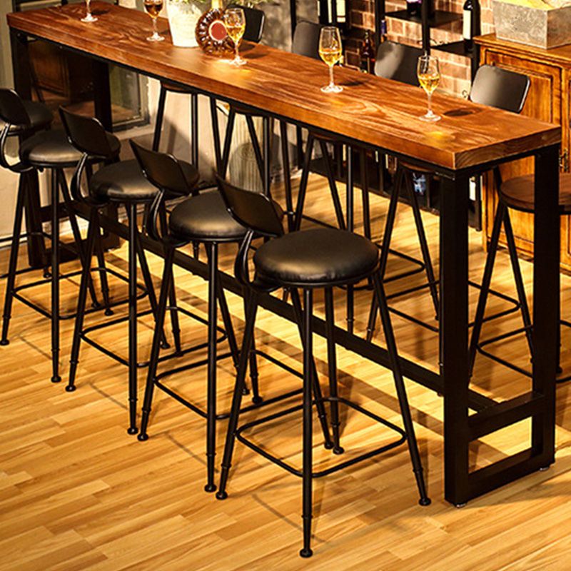 Mesa de bar de madera de 41,3" H, mesa rectangular con base metálica para patio