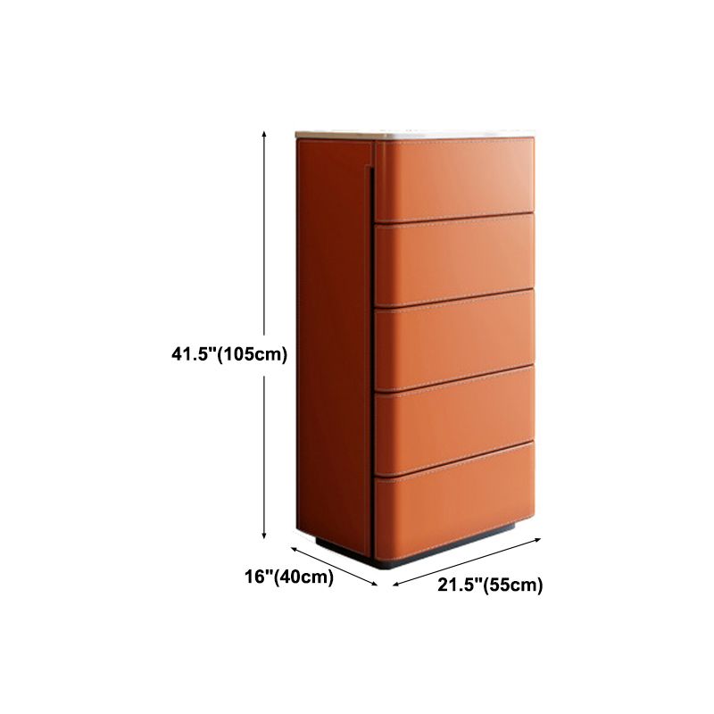 Credienza in pelle arancione credenza a buffet di pietra moderna con cassetto per sala da pranzo