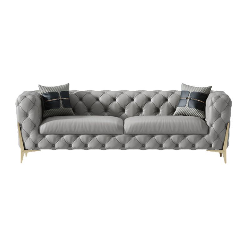Tufted Contemporary Sofa in Gray 30.31 "High Tuxedo Arm Sofa