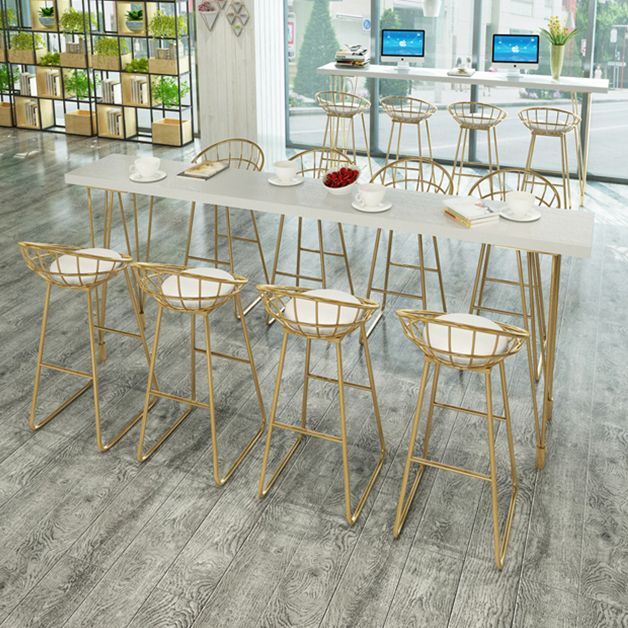 White Glam Style Bar Table in Iron and Wood Bar Indoor Bar Counter Clearhalo 'Bar Furniture' 'Bar Tables' 'bar_tables' 'furn' 'furn_bar_tables' 'Furniture' 'furniture_bar_tables' 'Kitchen & Dining Furniture' 1200x1200_ff531e5b-dcbd-45cd-be8f-0cc02c73669e