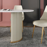 Modern Sintered Stone Oval Table Dining Table with White/Orange Double Pedestal Clearhalo ' dining_table' 'Dining Tables & Seating' 'Dining Tables' 'Furniture' 'furniture_dining_table' 'Kitchen & Dining Furniture' 'kitchen&dining_furn' 'kitchen' 'kitchen_dining_table' 1200x1200_ff53d390-1d07-429d-adbe-bc9160eea252