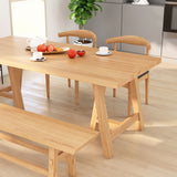 Modern Pine Solid Wood Table Rectangle Dining Table with Double Pedestal Clearhalo 'Dining Tables & Seating' 'Dining Tables' 'dining_table' 'furn' 'furn_dining_table' 'Furniture' 'furniture_dining_table' 'Kitchen & Dining Furniture' 1200x1200_ff5469c8-d1bc-413d-b72b-7010b18eb7aa