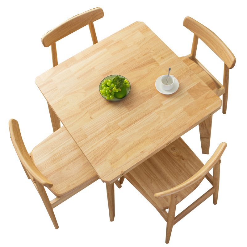 Modern Wood Adjustable Kitchen Dining Set 4 Leg Base Table with Folding Leaf Clearhalo 'Dining Room Sets' 'Dining Tables & Seating' 'dining_room_set' 'Furniture' 'furniture_dining_room_set' 'Kitchen & Dining Furniture' 'kitchen&dining_furn' 'kitchen' 1200x1200_ff558e7e-5897-475c-922e-ca9ef6964d5c