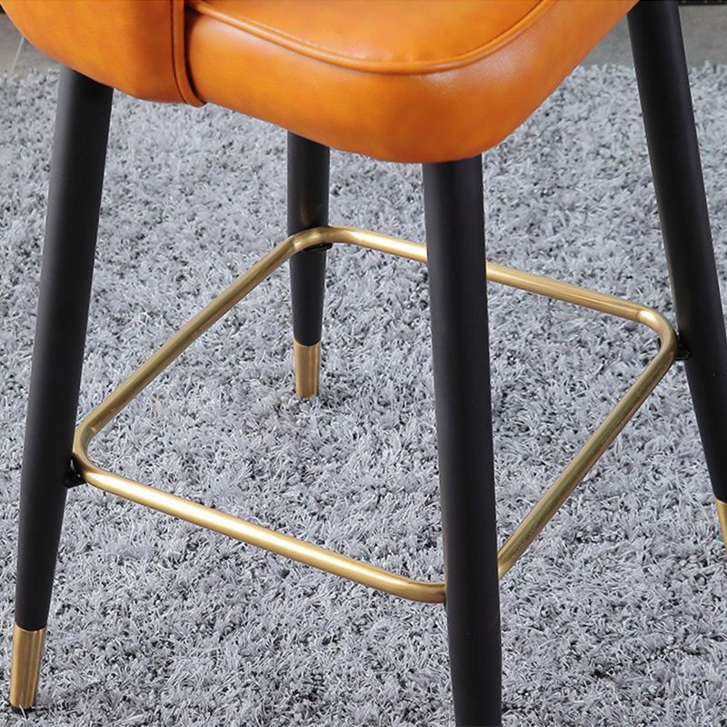 Leather Counter Stool Scandinavian Style Armed Low Back Stools for Home Clearhalo 'Bar Furniture' 'Bar Stools' 'bar_stools' 'furn' 'furn_bar_stools' 'Furniture' 'Kitchen & Dining Furniture' 1200x1200_ff573e26-4475-48e7-b8b5-5039fa0a40e7