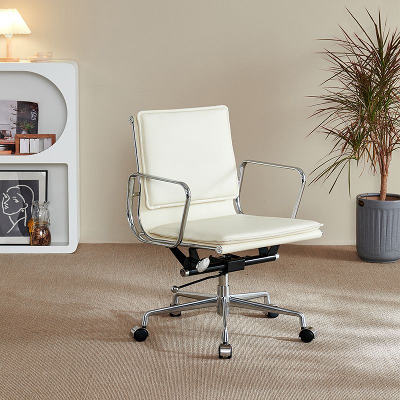 Modern Fixed Arms Chair Leather Adjustable Seat Height Desk Chair with Wheels Clearhalo 'furn' 'furn_office_chair' 'Furniture' 'Office Chairs' 'Office Furniture' 'office_chair' 1200x1200_ff57de9c-2d00-4d67-81a3-9b786174a51b