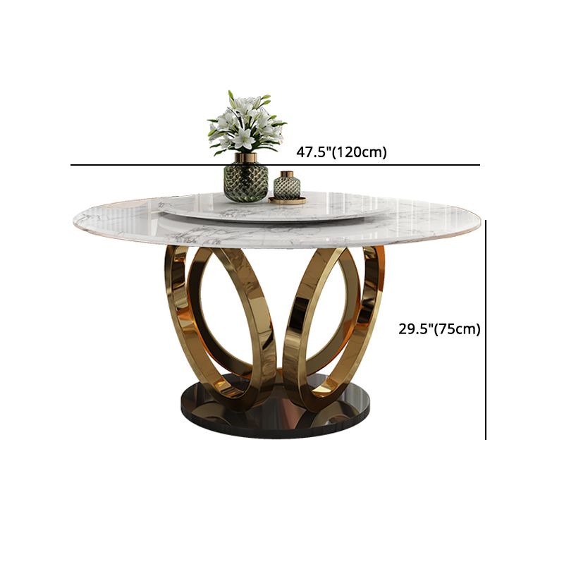 Glam 1/4/7 Pieces Round Dinette Set Sintered Stone Top Dining Table Set with Turntable Clearhalo 'Dining Room Sets' 'Dining Tables & Seating' 'dining_room_set' 'furn' 'furn_dining_room_set' 'Furniture' 'furniture_dining_room_set' 'Kitchen & Dining Furniture' 1200x1200_ff58c013-f57d-41c4-a948-a33caff78268