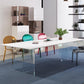 White Stone Top Dining Table Rectangle Contemporary Dining Table with Pedestal Base