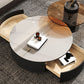 Stone Coffee Table Pedestal Nesting Coffee Table Set with Drawer