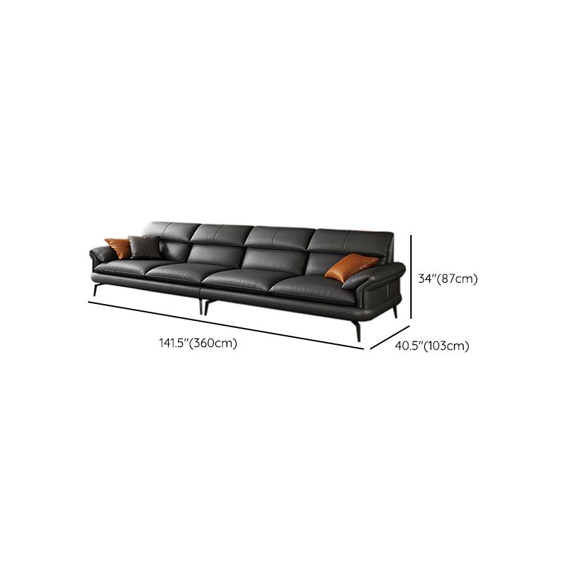Contemporary Leather Pillow Top Arm Sofa in Gray For Living Room Clearhalo 'furn' 'furn_sofas' 'Furniture' 'Living Room Furniture' 'Sofa' 'sofas' 1200x1200_ff5c5dc2-e2ac-40cd-a920-3ad4d8e1bfc6
