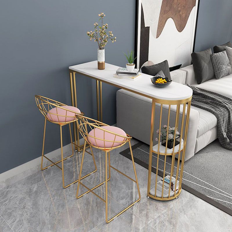 Glam Style Storage Bar Table Gold Frame 42 Inch Height Table for Restaurant Clearhalo 'Bar Furniture' 'Bar Tables' 'bar_tables' 'furn' 'furn_bar_tables' 'Furniture' 'furniture_bar_tables' 'Kitchen & Dining Furniture' 'kitchen&dining_furn' 'kitchen' 1200x1200_ff5f4c25-b6bc-4f38-811b-6f23cce3fb8a