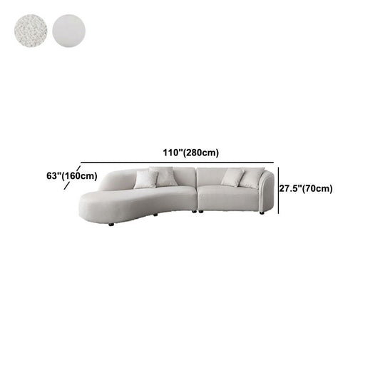 Scandinavian Tuxedo Arm Sofa with Chaise 27.56" H White Curved Sofa Clearhalo 'furn' 'furn_sectionals' 'Furniture' 'Living Room Furniture' 'Sectionals' 1200x1200_ff614eef-d90a-4383-8f58-0b7d1dbadecf