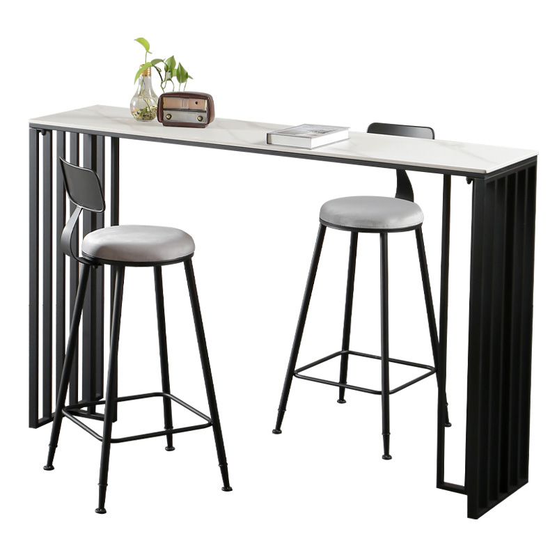 Modern Marble Table with Rectangle Table Top Black Sled Table - 42" H Clearhalo 'Bar Furniture' 'Bar Tables' 'bar_tables' 'furn' 'furn_bar_tables' 'Furniture' 'furniture_bar_tables' 'Kitchen & Dining Furniture' 1200x1200_ff64557b-4fdd-4ff1-8d4c-81548c79e75e