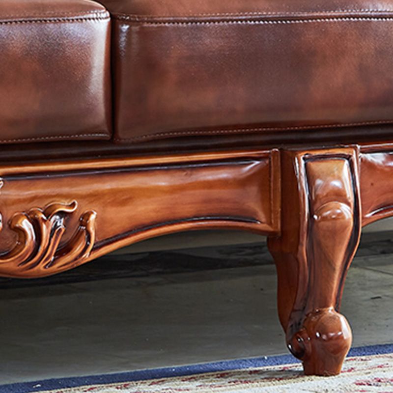 Tufted Split-Back Sofa Genuine Leather Rolled Arm Sofa in Brown Clearhalo 'furn' 'furn_sofas' 'Furniture' 'Living Room Furniture' 'Sofa' 'sofas' 1200x1200_ff66c8ef-1265-4e0b-b65a-3ab128cec2f0