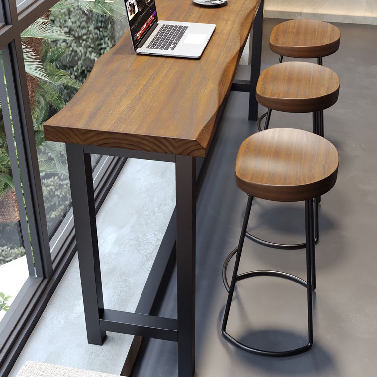 Pine Wood Bar Table Industrial Rectangle Bar Table with Trestle Base in Black Clearhalo 'Bar Furniture' 'Bar Tables' 'bar_tables' 'furn' 'furn_bar_tables' 'Furniture' 'furniture_bar_tables' 'Kitchen & Dining Furniture' 1200x1200_ff67d0d3-c8c1-4a1f-aeb7-bb00a0f49a1c