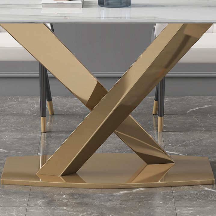 Modern Sintered Stone Rectangle Dining Room Table with Microfiber Leather Chairs for Home Clearhalo 'Dining Room Sets' 'Dining Tables & Seating' 'dining_room_set' 'furn' 'furn_dining_room_set' 'Furniture' 'furniture_dining_room_set' 'Kitchen & Dining Furniture' 'kitchen&dining_furn' 'kitchen' 1200x1200_ff686e8d-7a0a-4288-a83a-b37487fead2a