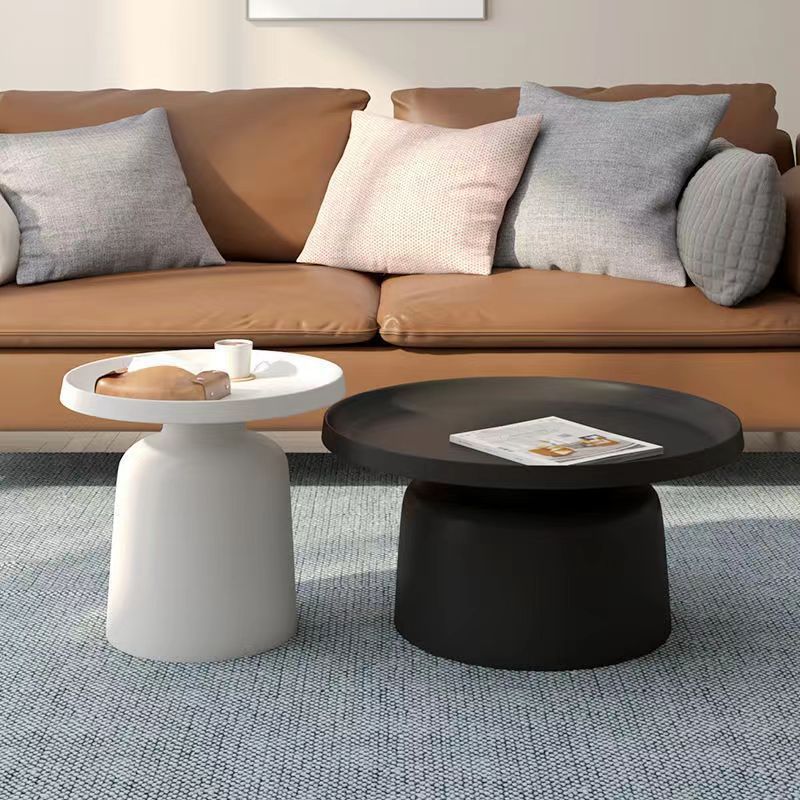 Mid-Century Iron Coffee Table Pedestal Round Tray Top Cocktail Table Set Clearhalo 'Coffee & Accent Tables' 'Coffee Tables' 'coffee_tables' 'furn' 'furn_coffee_tables' 'Furniture' 'Living Room Furniture' 1200x1200_ff690947-e93f-45f0-ba59-a068e7f0f1ac