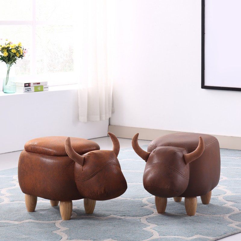 Leather Standard Stool Modern Style Simple Household Cow Stool Clearhalo 'furn' 'furn_ottomans_poufs' 'Furniture' 'Living Room Furniture' 'Ottomans & Poufs' 'ottomans_poufs' 1200x1200_ff6c5601-921a-44ef-8368-e1c09c8b8628