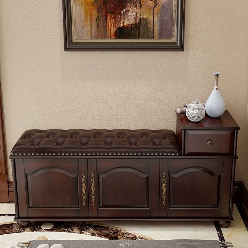 Rubberwood Seating Bench Cushioned 14" W Rectangle Shoe Storage Entryway Bench Clearhalo 'Benches' 'Chairs & Seating' 'furn' 'furn_benches' 'Furniture' 'Living Room Furniture' 1200x1200_ff6c94a3-f152-4547-9936-9b226dbe315a