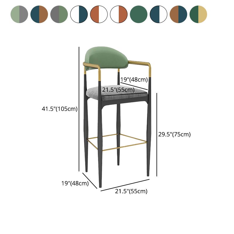 Scandinavian Home Velvet Counter Stool Matte Finish Footrest Stool Clearhalo 'Bar Furniture' 'Bar Stools' 'bar_stools' 'furn' 'furn_bar_stools' 'Furniture' 'furniture_bar_stools' 'Kitchen & Dining Furniture' 1200x1200_ff6d1ae0-7953-4082-ae68-8b1638449c8c
