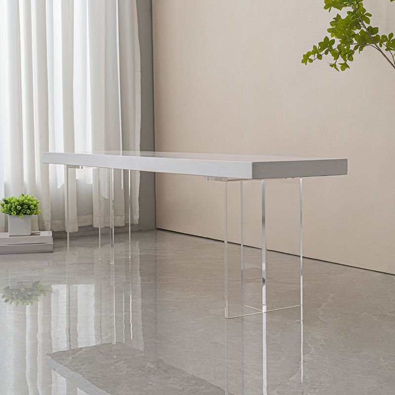 Contemporary Solid Wood Bench Brown Seating Bench with Acrylic Base Clearhalo 'Benches' 'Chairs & Seating' 'furn' 'furn_benches' 'Furniture' 'Living Room Furniture' 1200x1200_ff6d88e7-c306-4b97-b986-5f622424b4a7