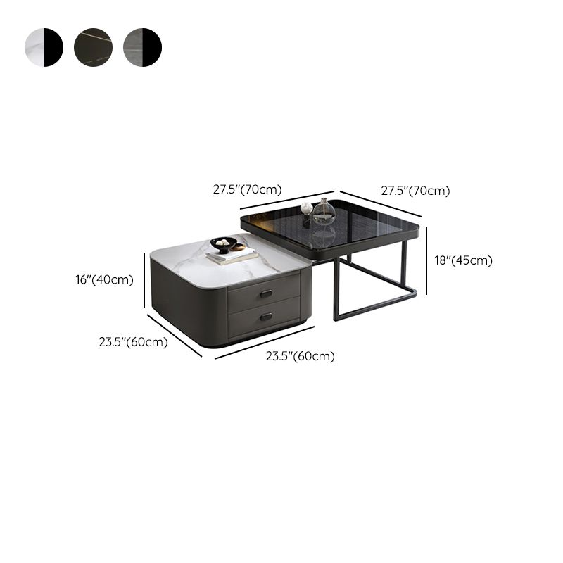 Square Coffee Table Glass Top Coffee Table Set for Living Room Clearhalo 'Coffee & Accent Tables' 'Coffee Tables' 'coffee_tables' 'furn' 'furn_coffee_tables' 'Furniture' 'Living Room Furniture' 1200x1200_ff6e3017-2546-413d-982c-4fc755ed7d9c