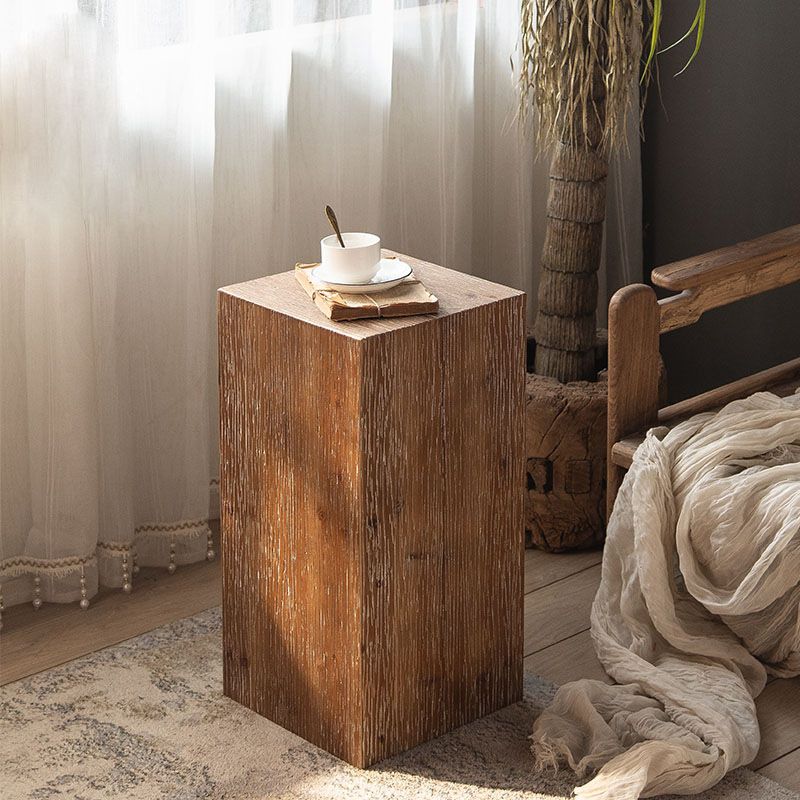 Modern 11.81" Wide Square Top Side Table Brown Wooden End Table