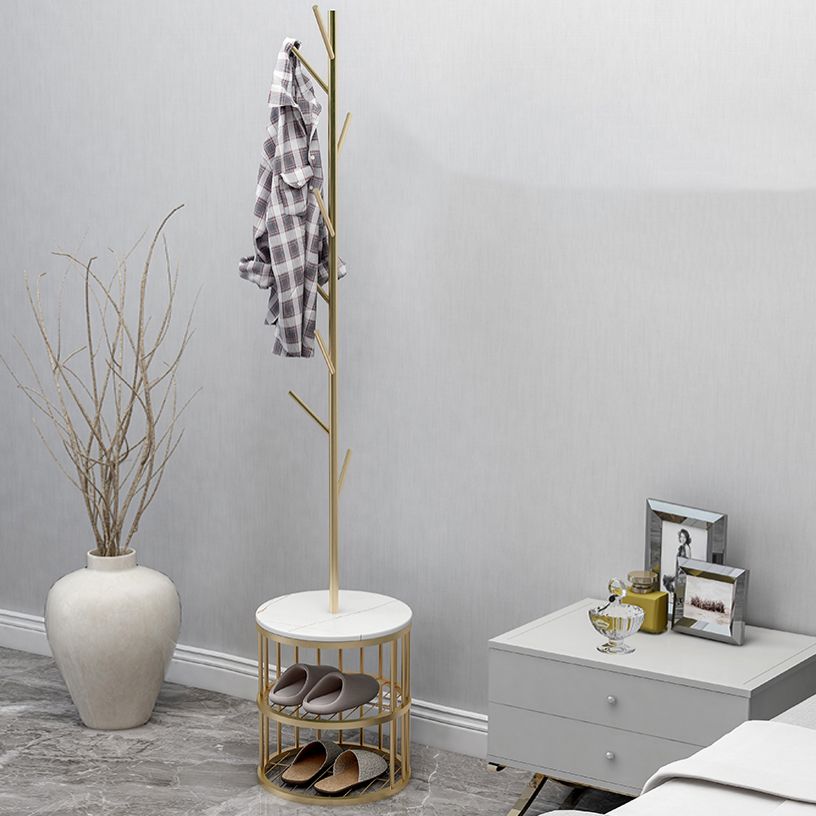 Hermosos estantes dobles del árbol de pasillo 8 ganchos rezaza de abrigo de metal para sala de estar