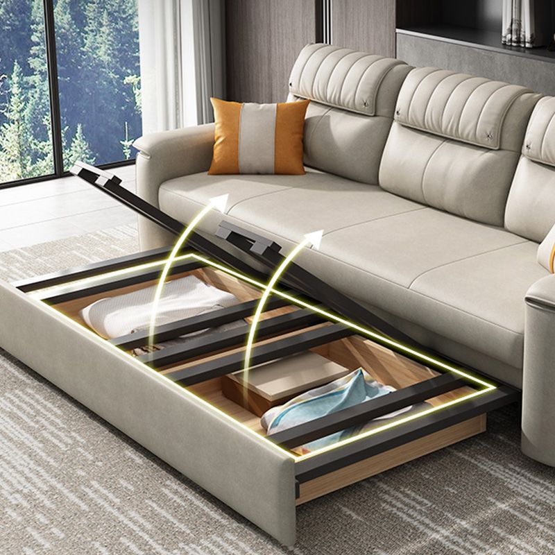 Glam Style Grey Futon Sleeper Sofa Bed with Storage and Pillow Back Clearhalo 'furn' 'furn_futons' 'Furniture' 'Futons & Daybeds' 'Futons' 'Living Room Furniture' 1200x1200_ff743406-ffcc-412b-add7-cf71502a8e6b