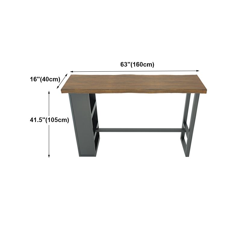 Brown Wood Pub Table with Rectangle Table Top Black Trestle Table - 41.3" H Clearhalo 'Bar Furniture' 'Bar Tables' 'bar_tables' 'furn' 'furn_bar_tables' 'Furniture' 'Kitchen & Dining Furniture' 1200x1200_ff775fe9-8b67-4146-82b9-bda1b8c189e4