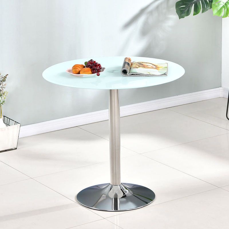 Contemporary Round Dining Room Table Tempered Glass Table with Tulip Base Clearhalo ' dining_table' 'Dining Tables & Seating' 'Dining Tables' 'furn' 'furn_dining_table' 'Furniture' 'furniture_dining_table' 'Kitchen & Dining Furniture' 'kitchen&dining_furn' 'kitchen' 'kitchen_dining_table' 1200x1200_ff7af85e-d158-442c-a10c-a1ad9dfa2a2d