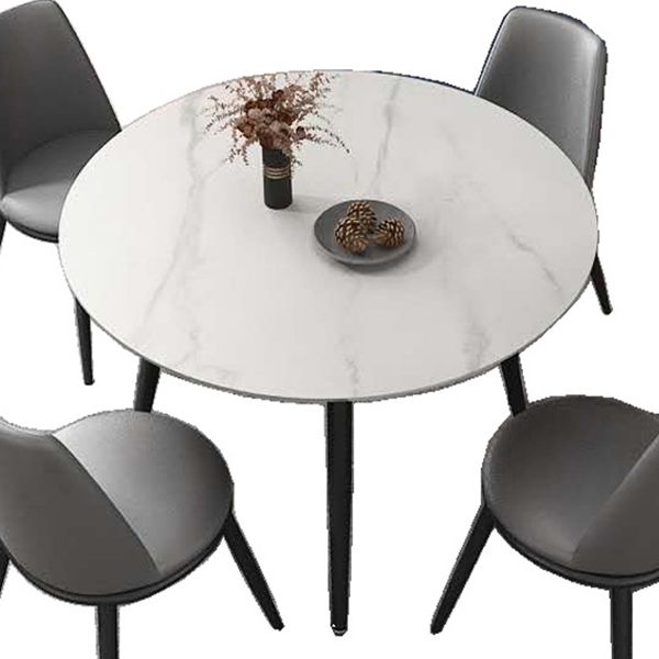 Contemporary Style 4-foot Dining Table Stone Home Furniture with Metal Leg Clearhalo ' dining_table' 'Dining Tables & Seating' 'Dining Tables' 'furn' 'furn_dining_table' 'Furniture' 'furniture_dining_table' 'Kitchen & Dining Furniture' 'kitchen&dining_furn' 'kitchen' 'kitchen_dining_table' 1200x1200_ff7b029b-0d72-4aea-9f30-a18b818dfb6b