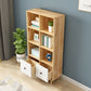 Natural Modern Bookshelf Wood Closed Back Bookcase with Drawer Storage