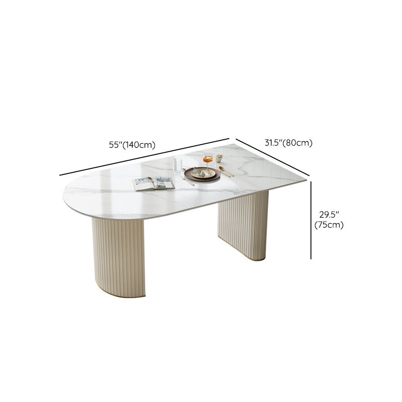 White Base Dining Table Modern Stone Dinette Table for Dining Room Clearhalo 'Dining Tables & Seating' 'Dining Tables' 'dining_table' 'furn' 'furn_dining_table' 'Furniture' 'Kitchen & Dining Furniture' 1200x1200_ff7d090c-bf09-4076-aa8d-d53f3553f8e7