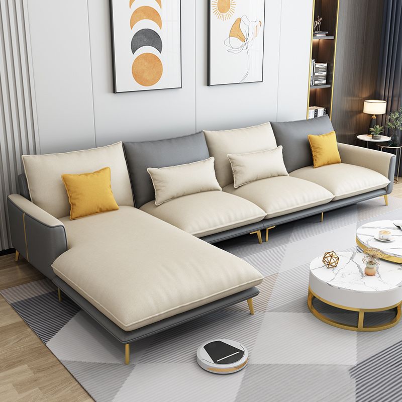 129.92 " W √ó 70.87" D √ó 35.43" H Removable Cushions Faux Leather Square Arm sectional Clearhalo 'furn' 'furn_sectionals' 'Furniture' 'furniture_sectionals' 'kitchen' 'kitchen_sectionals' 'Living Room Furniture' 'Sectionals' 1200x1200_ff7d676a-ccd8-48dc-aeaf-f0ad67a5bc95