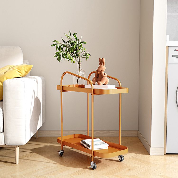 25.2" Tall Rectangle Tray Top Side Table Iron Sled Base End Table with Shelf