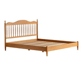 Contemporary Pine Wood Bed in Light Brone Scandinavian Bed with Headboard