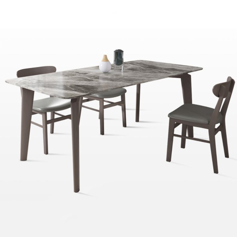 Modern Style Sintered Stone Dining Table with Grey Table and 4 Solid Wood Legs Base for Home Use Clearhalo 'Dining Room Sets' 'Dining Tables & Seating' 'dining_room_set' 'Furniture' 'furniture_dining_room_set' 'Kitchen & Dining Furniture' 'kitchen&dining_furn' 'kitchen' 1200x1200_ff7fb8f9-84d9-4aac-b2f4-6449d72c274b
