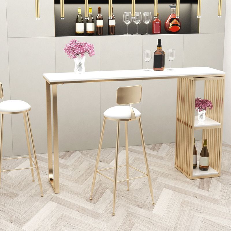 Bar-Höhentisch aus Kunstmarmor, moderner Bistrotisch mit 2 Ablagen
