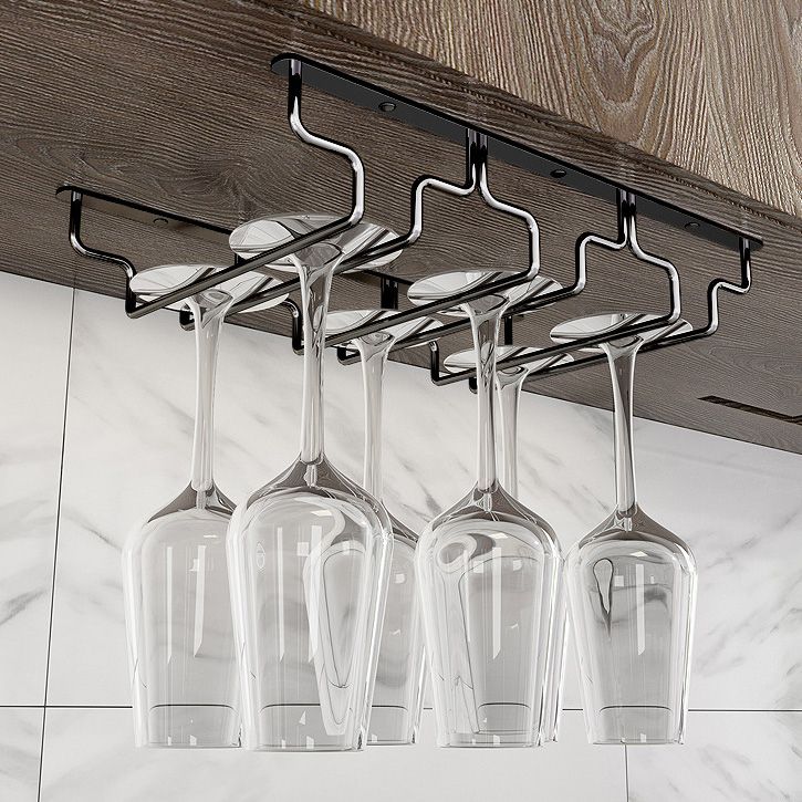Contemporary Hanging Glass & Stemware Holder Stainless Steel Glass Rack in Black Clearhalo 'furn' 'furn_wine_racks' 'Furniture' 'Kitchen & Dining Furniture' 'Wine Racks' 'wine_racks' 1200x1200_ff82f559-15db-411d-96ac-46a239334cf3