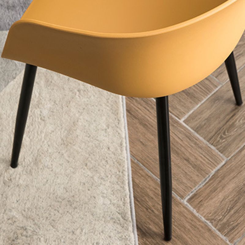 Nordic Style Arm Chair Plastic Home Side Chair with Black Legs 22"x22"x30.3" Clearhalo 'Dining Chairs' 'Dining Tables & Seating' 'dining_chair' 'Furniture' 'furniture_dining_chair' 'Kitchen & Dining Furniture' 1200x1200_ff844109-780c-49c8-91f1-971ab37e7c25