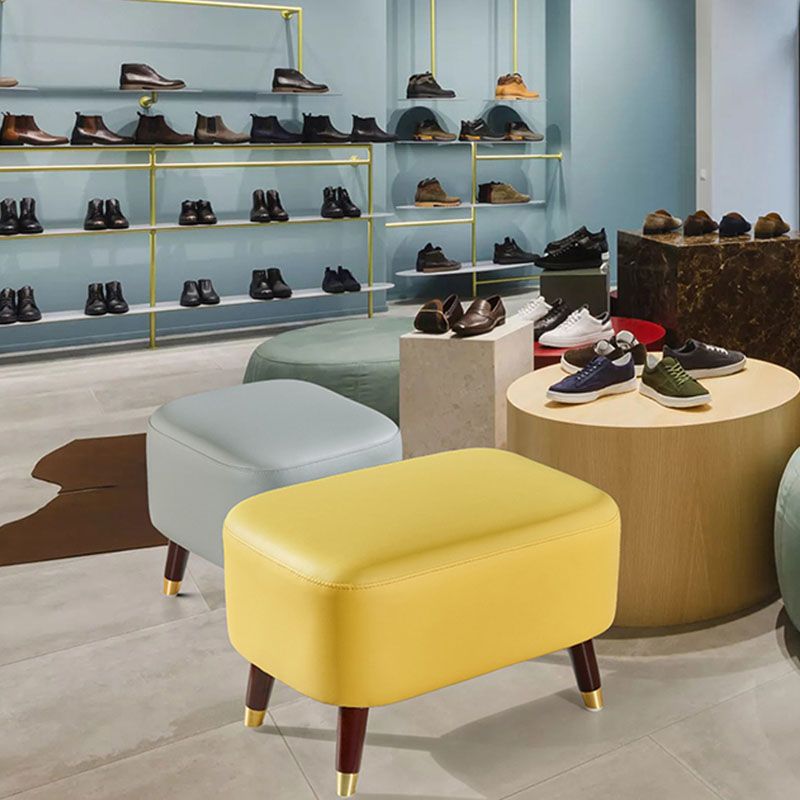 Rechthoek voetenbankjes echte lederen voetkruk, 14,82 inch hoogte