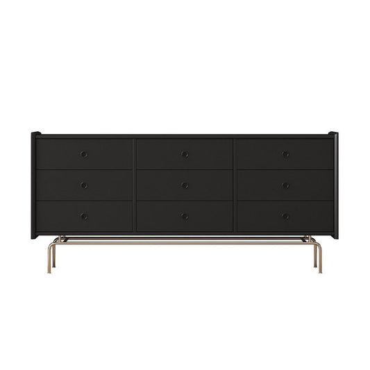 Contemporary Horizontal Double Dresser Black/Gray Dresser with Storage for Home