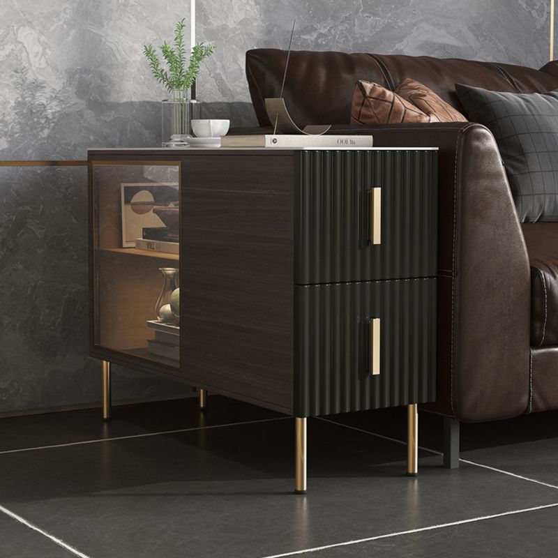 Modern Square 4 Legs Side Table with Storage for Living Room Clearhalo 'Coffee & Accent Tables' 'End & Side Tables' 'end_side_table' 'end_side_tables' 'furn' 'furn_end_side_tables' 'Furniture' 'furniture_end_side_table' 'Living Room Furniture' 1200x1200_ff8566d1-d9bf-4699-83df-fad3d01e556d