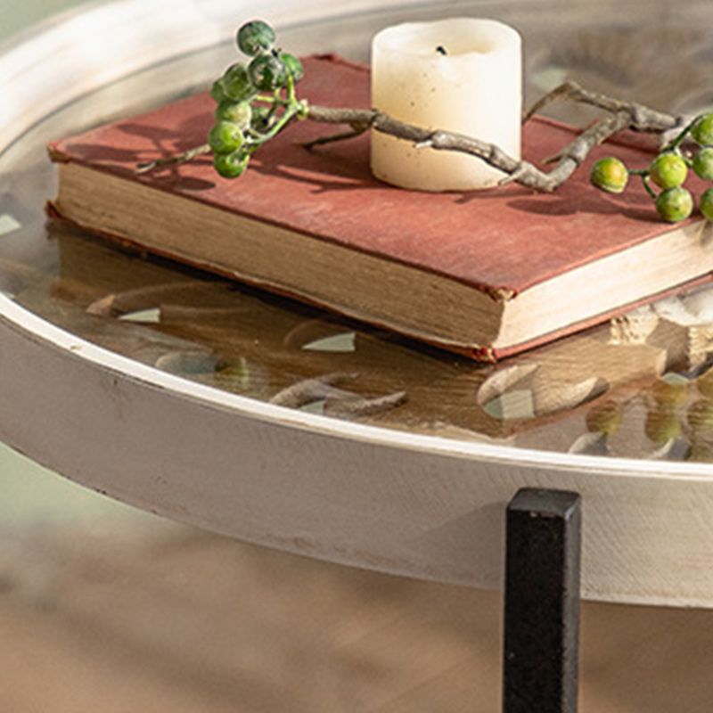 Glass Round Contemporary Coffee Table Cross Legs Single Coffee Table with Storage Clearhalo 'Coffee & Accent Tables' 'Coffee Tables' 'coffee_tables' 'furn' 'furn_coffee_tables' 'Furniture' 'Living Room Furniture' 1200x1200_ff875126-26f4-401f-9542-187a153292ab