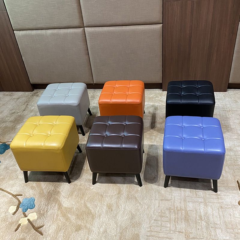 Glam Pouf Ottoman Genuine Leather Upholstered Tufted Square Ottoman with Chair Legs Clearhalo 'furn' 'furn_ottomans_poufs' 'Furniture' 'Living Room Furniture' 'Ottomans & Poufs' 'ottomans_poufs' 1200x1200_ff875d17-b970-4014-b684-d9466f6a6623