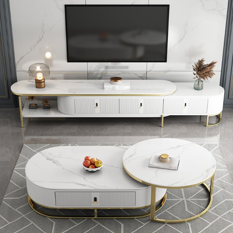 Glam Stone TV Stand con cassetti console multimediale TV di archiviazione chiusa