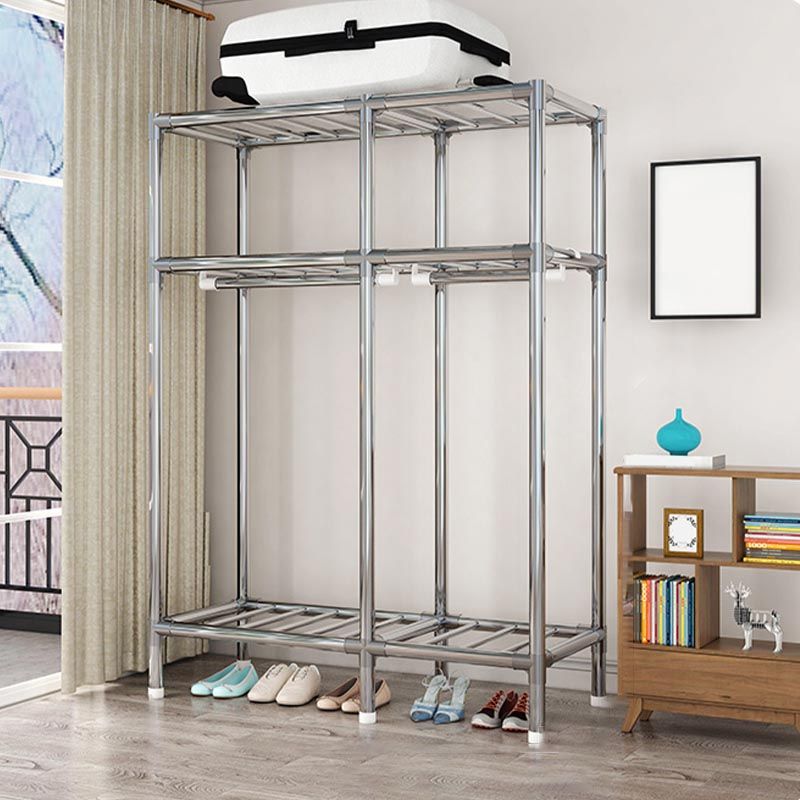 Contemporary Style Wardrobe Cabinet Steel Frame Wardrobe Armoire for Bedroom