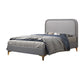 Modern Wooden Grey Standard Bed with Rectangular Headboard and Legs