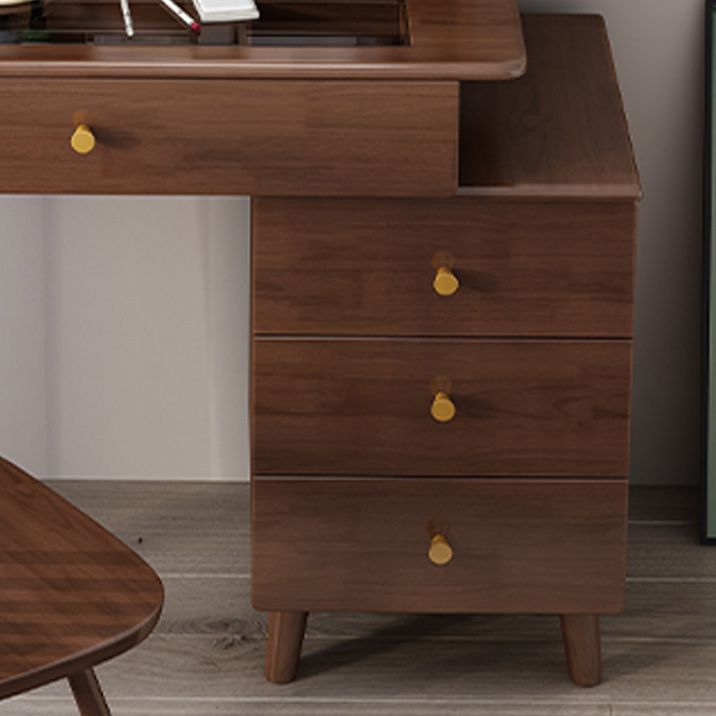 Tavolo da trucco in legno massiccio a specchio scandinavo in marrone